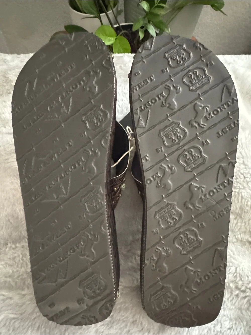Montana West Brown Wedge Sandal with Metal Embellishments - Size 11